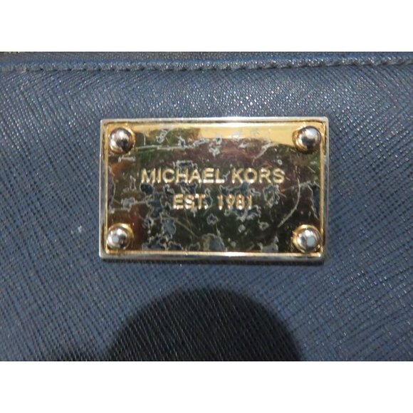 Michael Kors Blue Saffiano Leather Zip around wallet wristlet - Picture 10 of 12